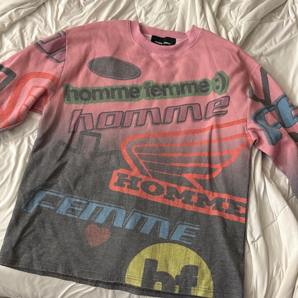 Homme femme pink & grey graphic long sleeve